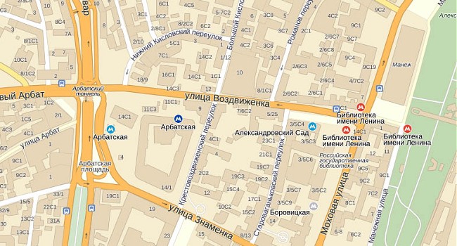 улица Воздвиженка на карте Москвы