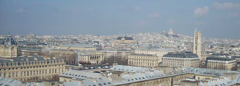 панорама Парижа со смотровой площадки собора Нотр Дам