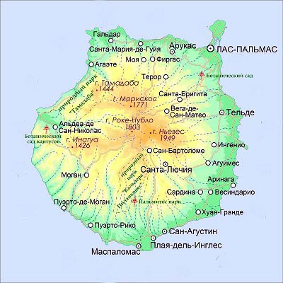 Карта Гран Канария (Gran-Canaria), Канарские острова, Испания