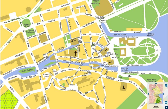 Анси, карта города
