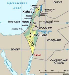 Израиль, Иордания, Египет, Саудовская Аравия на карте