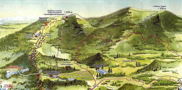 Карта горной части кисловодского парка
