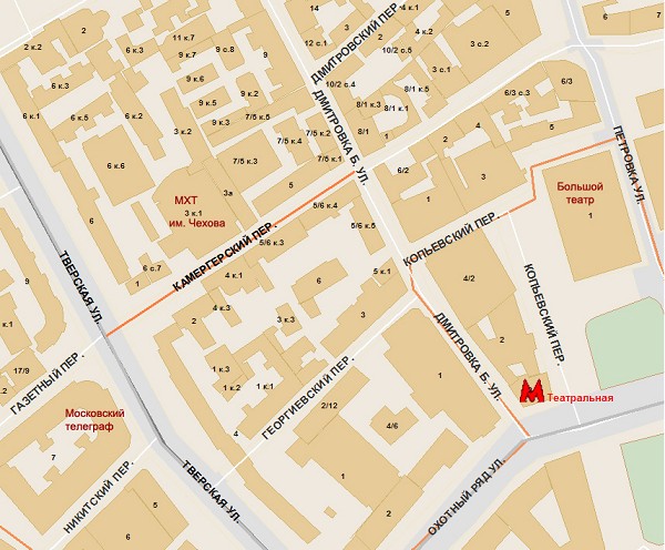 Камергерский переулок на карте Москвы