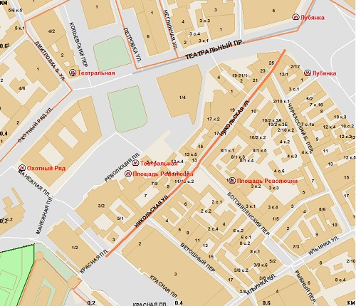 Никольская улица на карте