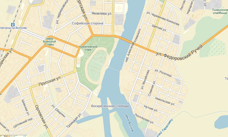 Карта центра Новгорода Великого
