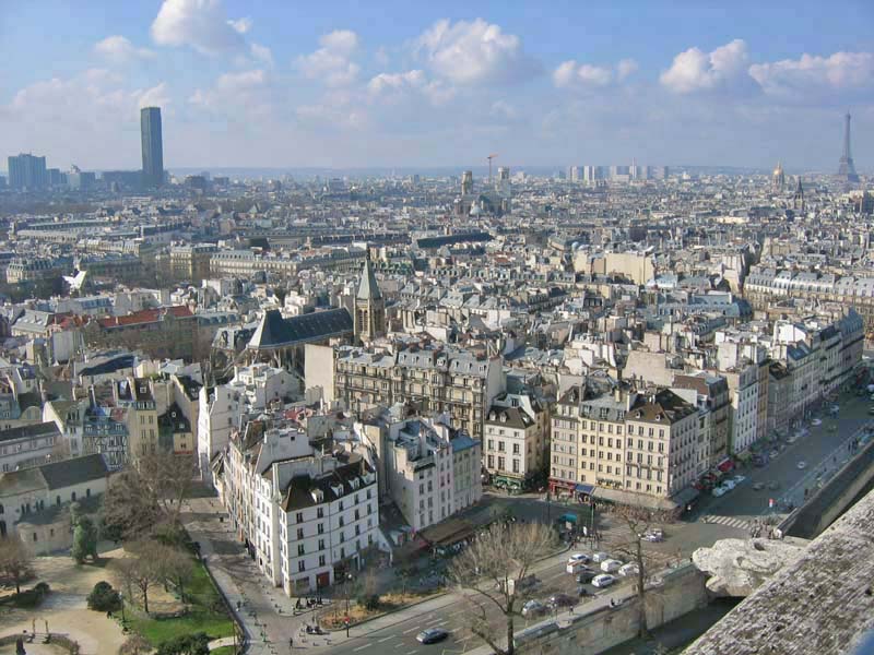панорама Парижа с собора Нотр-Дам