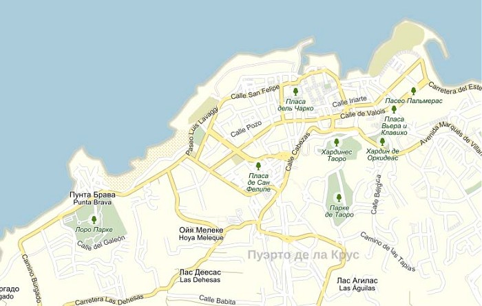 Лоро Парк на карте Тенерифе