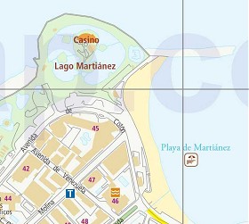 Пляж Мартианес на карте Пуэрто де ла Круз